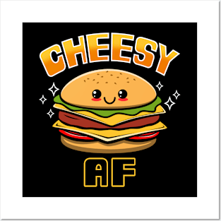 Funny Cute Kawaii Cheeseburger Funny Meme Gift For Burger Lovers Posters and Art